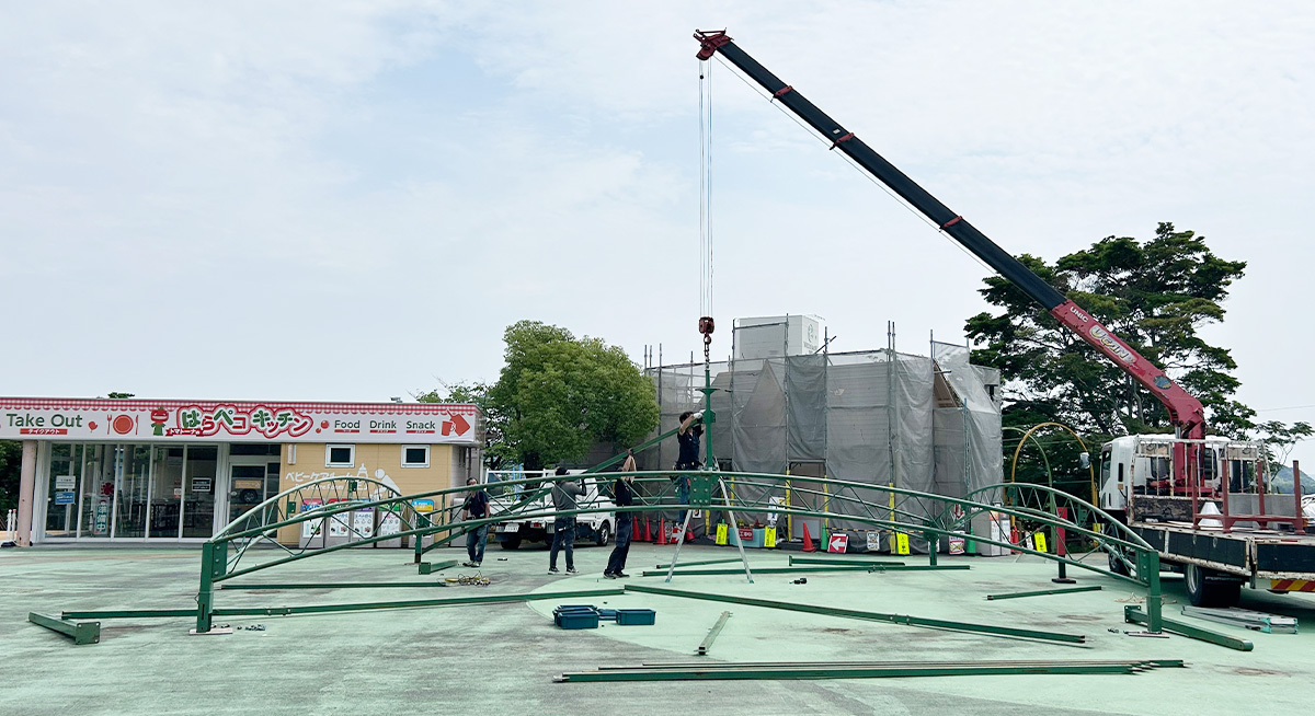 浜名湖パルパル 10m大型テント設営