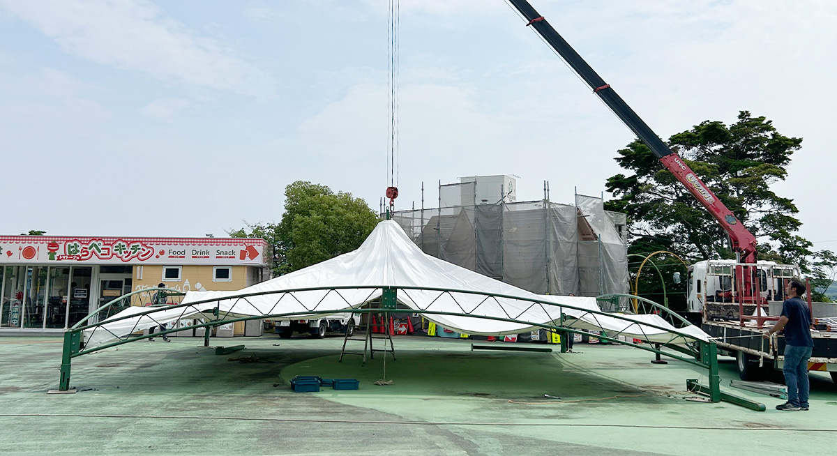 浜名湖パルパル 10m大型テント設営